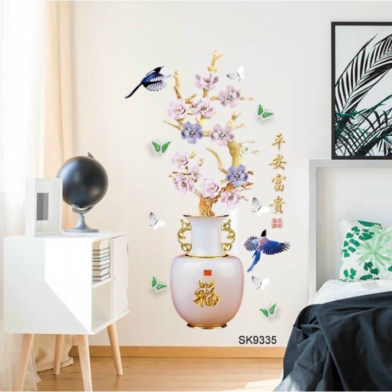 Tranh 3D bình hoa đào