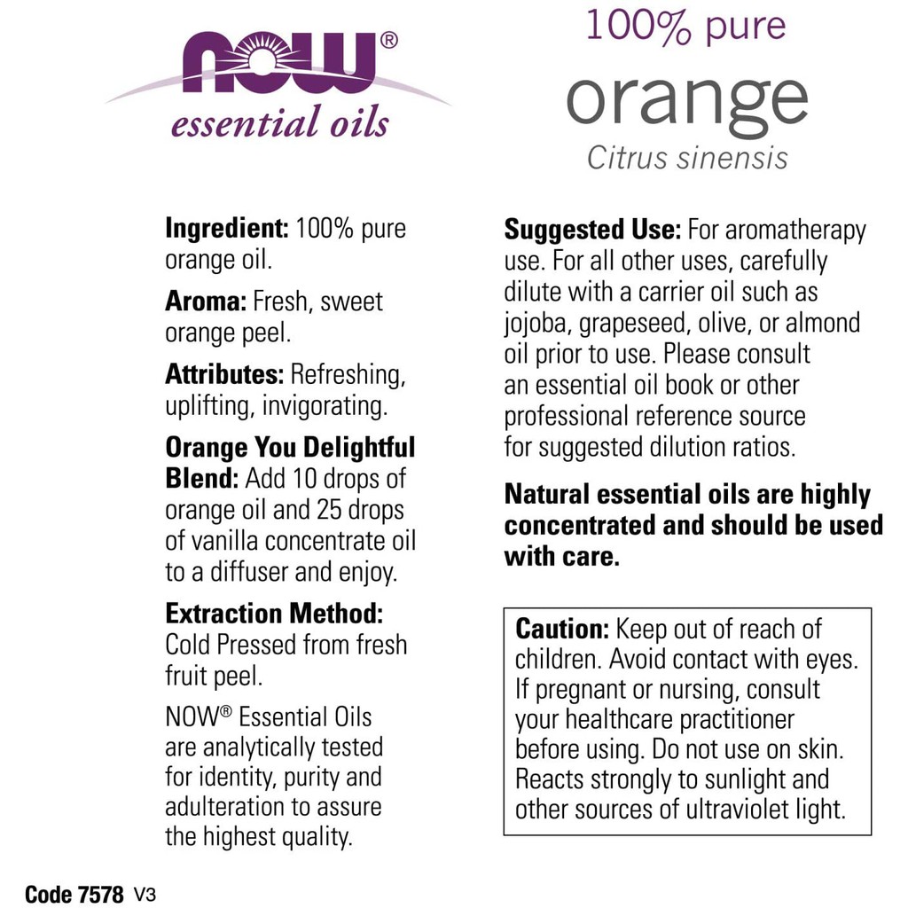 Tinh dầu cam NOW Essential Oil Orange 118ml | BigBuy360 - bigbuy360.vn