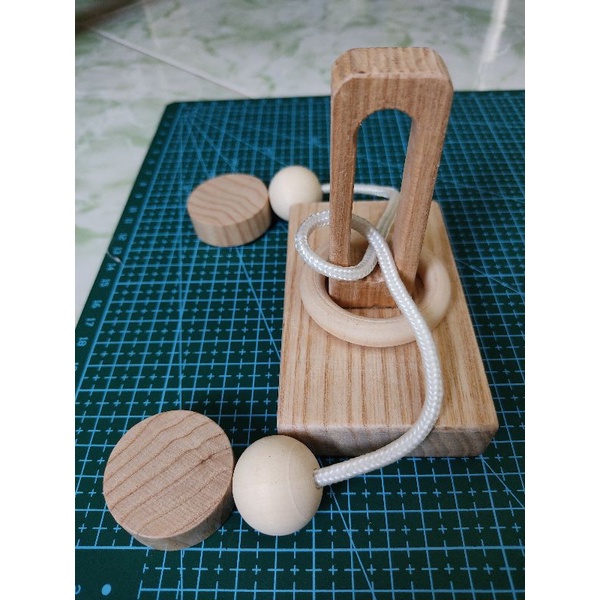 Đồ chơi trí tuệ_Thử thách trí não_Ball &amp; Rope (V2) - Wooden Puzzle_Hack não &amp; Độc đáo_Logic_IQ Toys_Giải đố_Tư Duy