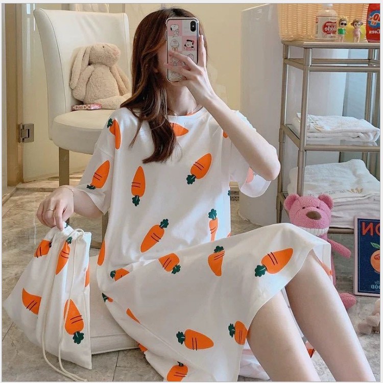 [Mã WASTUP giảm 10% tối đa 30K đơn 99K] Váy ngủ cộc tay thun sữa họa tiết dễ thương [VN03 | BigBuy360 - bigbuy360.vn