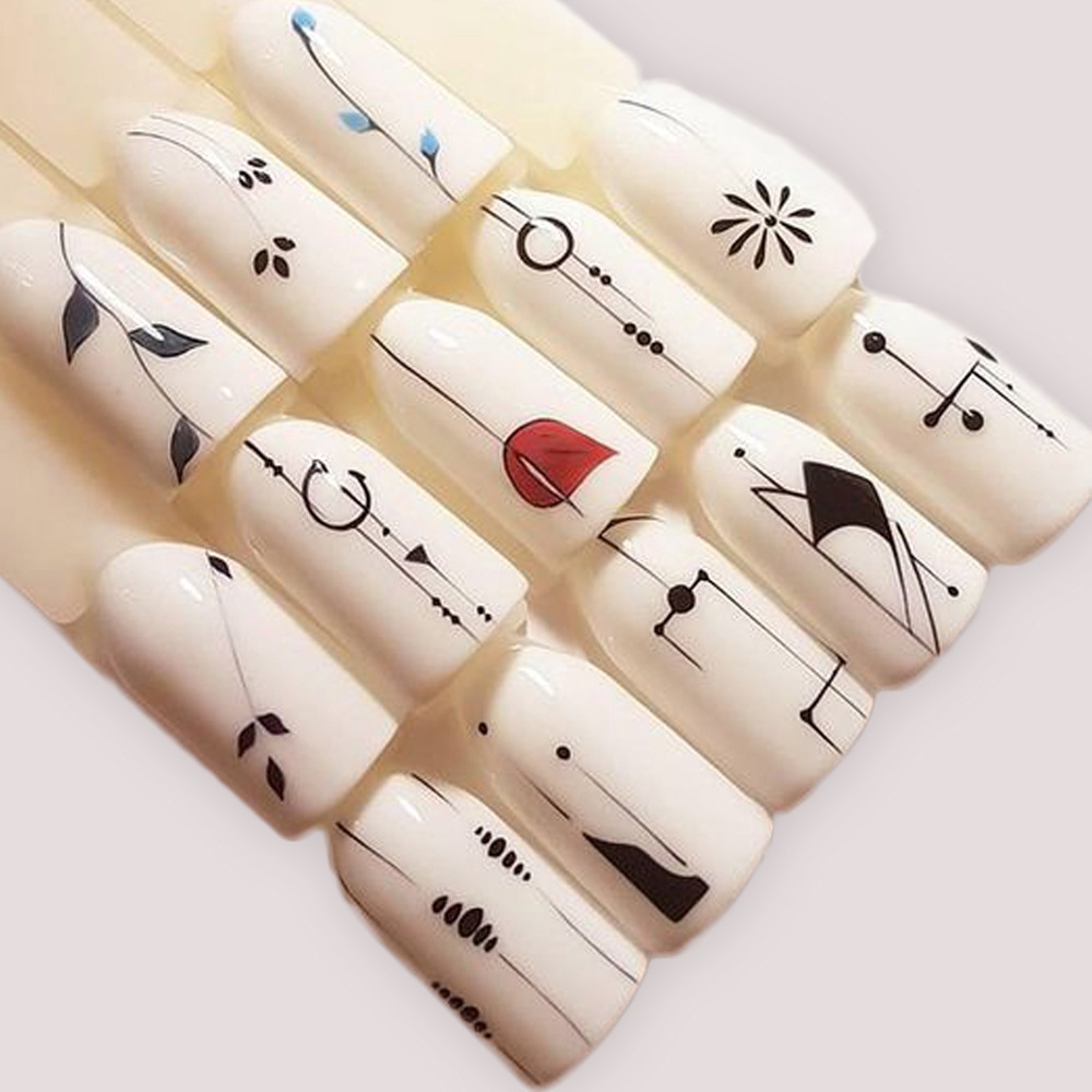 1 tấm sticker dán trang trí móng tay nghệ thuật tạo hình cành hoa lá đơn giản đẹp mắt