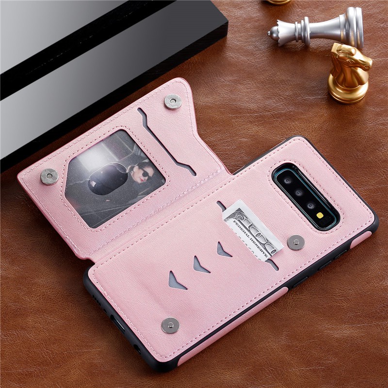 Casing For Samsung Galaxy S10 Plus S10 S9 Plus S9 S8 Plus S8 Note 10+ S10+ S9+ S8+ Luxury Slim Covering Soft Pu Leather Card Slot Holder Magnetic Lock Back Flip Skin Moblie Phone Protector Cover Case