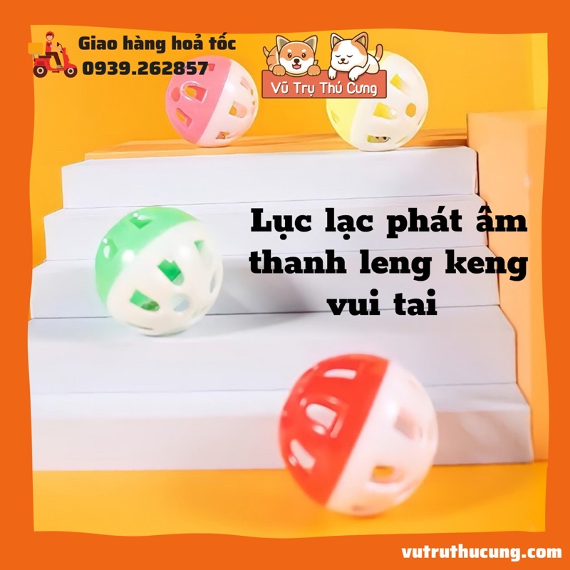 Đồ chơi bóng lục lạc cho chó mèo, có tiếng kêu vui tai, banh đồ chơi mèo