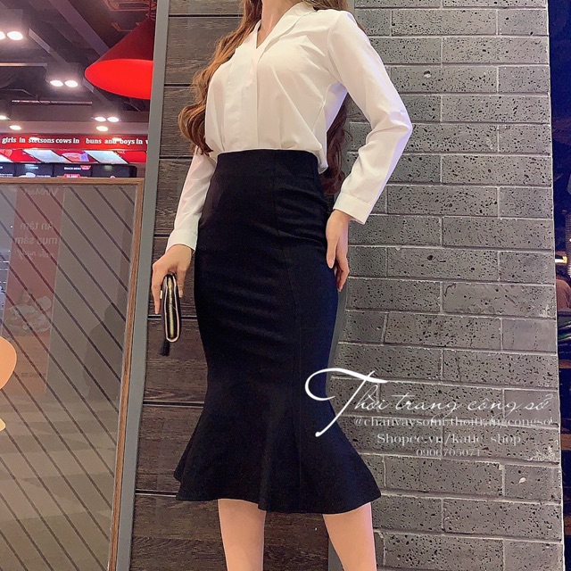 Chân Váy Đuôi Cá MOLA Dáng Dài Qua Gối Công Sở Màu Đen Hàng Thiết Kế Cao Cấp Của Shop Chuẩn Chất Liệu Và Form Dáng CV12 | BigBuy360 - bigbuy360.vn