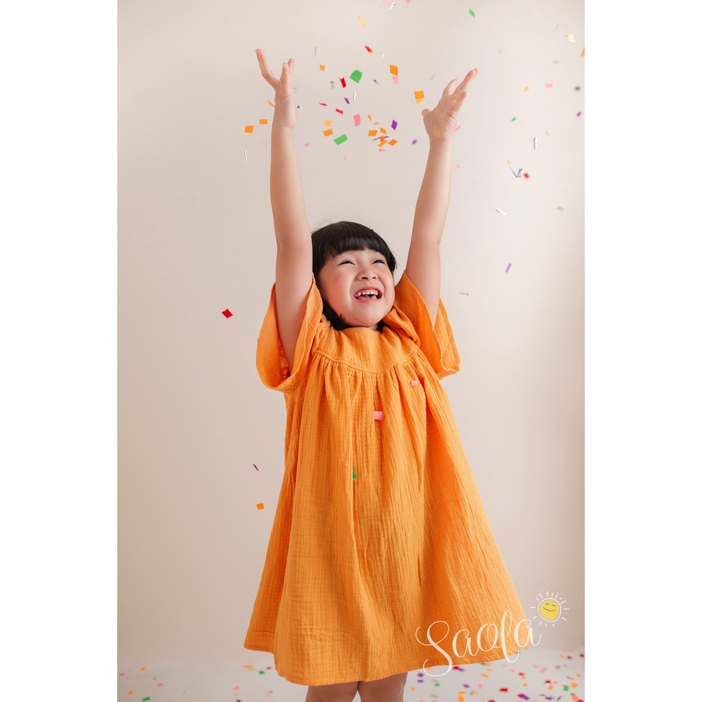 Đầm Bé Gái/ Váy Bé Gái Tay Cánh Tiên Dễ Thương Chất Liệu Muslin Thoáng Mát - FAYE DRESS - DRM004 - SAOLA KIDS CLOTHING