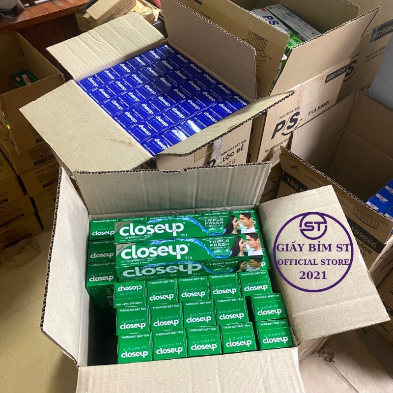 Kem đánh răng Closeup hộp tuýp 180g bạc hà, trà xanh thơm mát bất tận