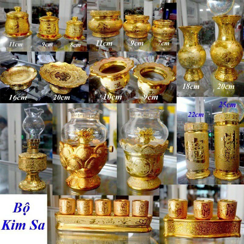 Bình hoa thờ cúng bàn thờ kim sa vàng