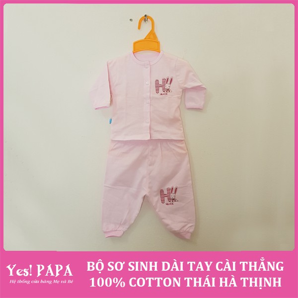 Bộ sơ sinh dài tay cài thẳng 100% cotton Thái Hà Thịnh