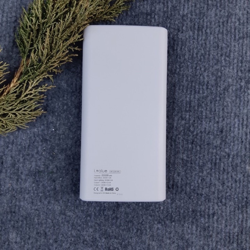 Pin sạc dự phòng Li-ion 20000mAh ivalue MTL200001 Trắng, Hàng Chính Hãng