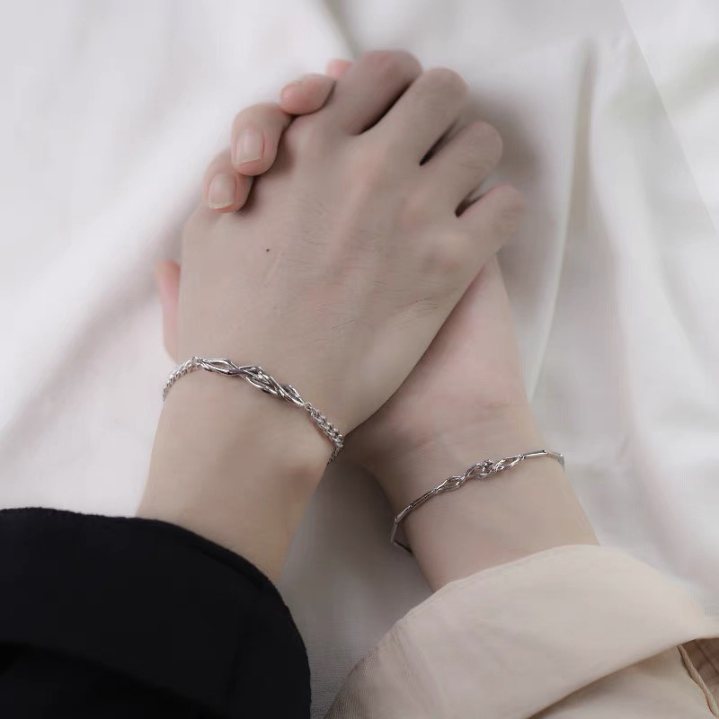 Vòng tay mạ bạc 925 thiết kế đơn giản thời trang cho cặp đôi nam nữ kiểu dáng ROSE