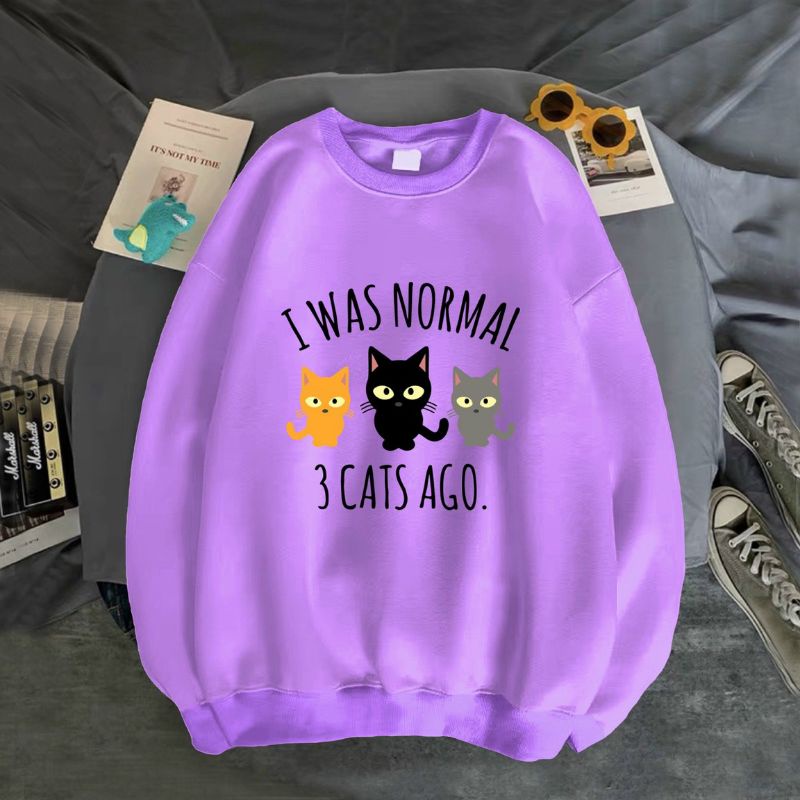 ÁO SWEATER UNISEX NỈ BÔNG IN 3 CON MÈO