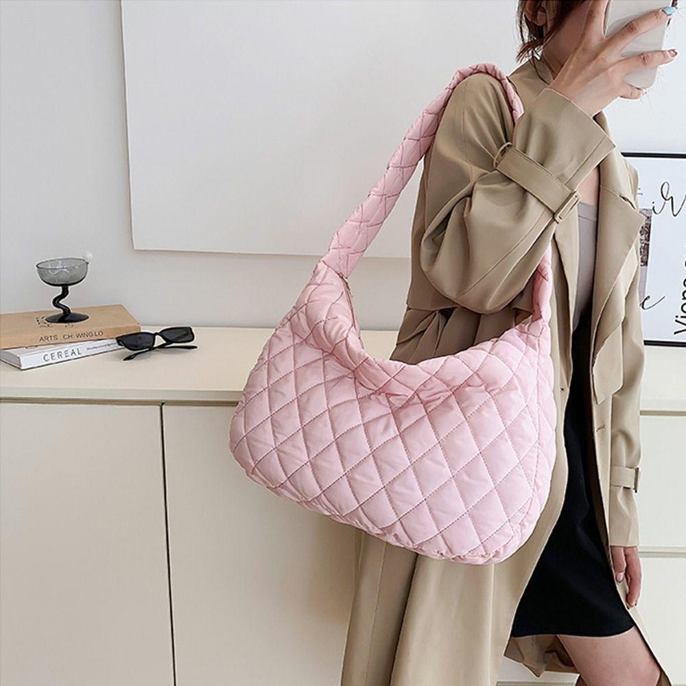 Túi Xách Cotton Cỡ Lớn Họa Tiết Sọc Caro Thời Trang Mùa Đông