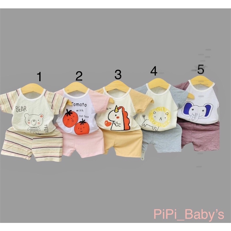 Set quần áo trẻ em mùa hè họa tiết con vật chất cotton cao cấp thoáng mát dành cho cả bé trai và bé gái