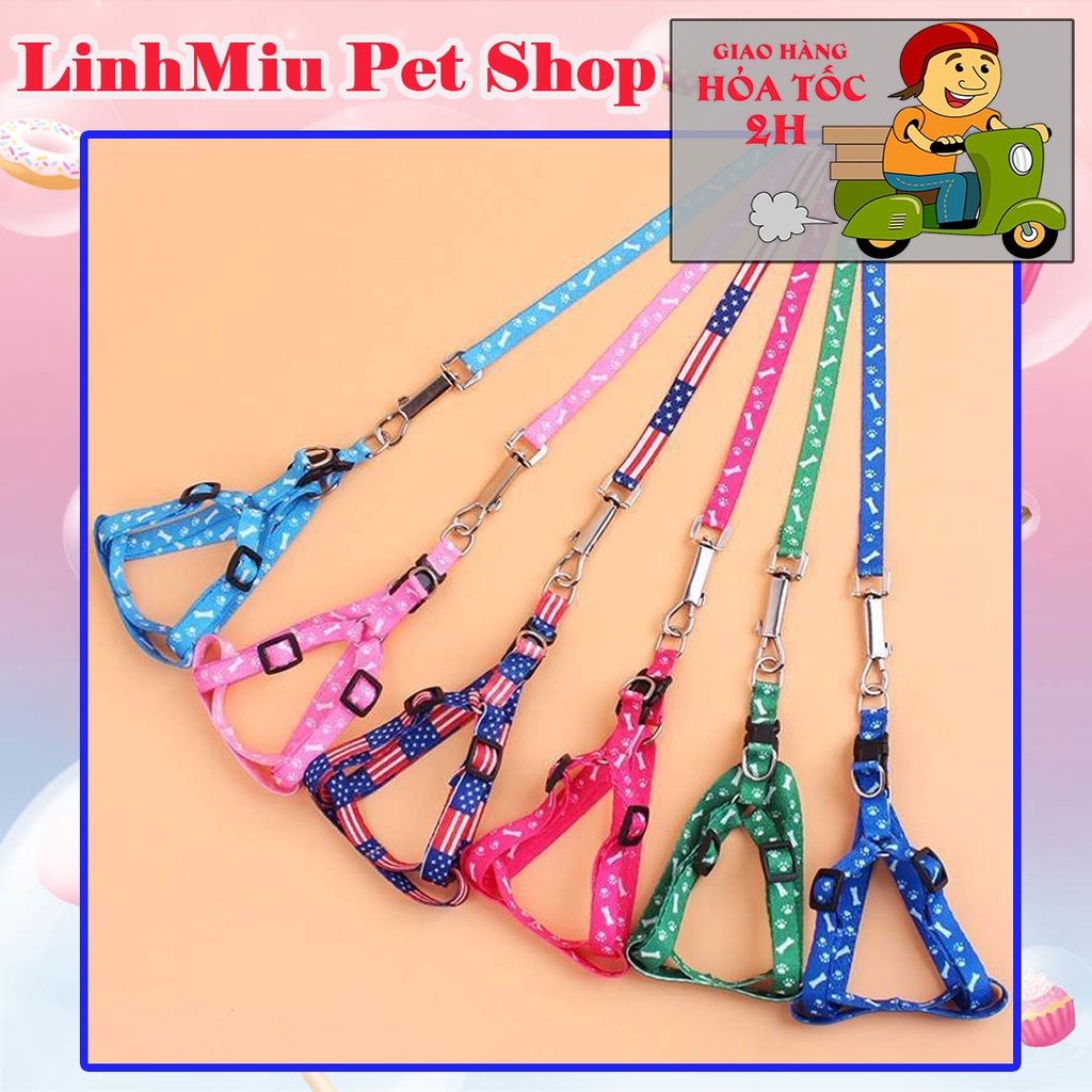 Dây dắt cổ kèm yếm cho chó mèo 1 lớp bản 0.5mm