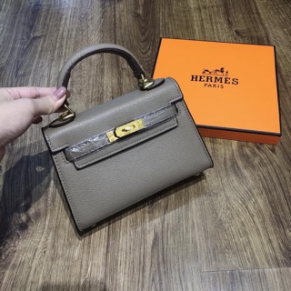 Túi hm dáng lùn size 20cm khoá vàng fullbox