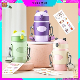 Bình nước giữ nhiệt bằng thép không gỉ 316 320ml kèm ống hút dễ thương cho bé