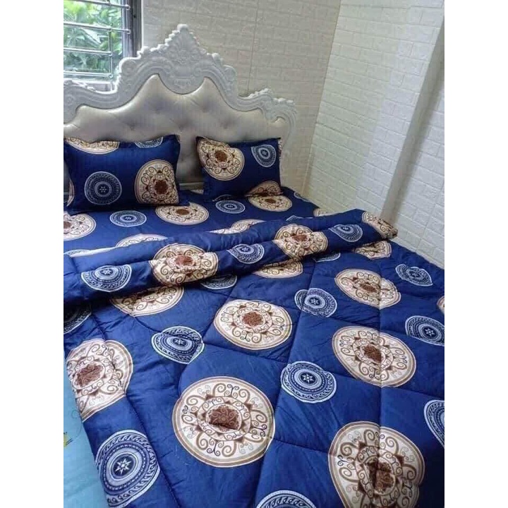 Trọn bộ 5 món chăn ga gối phao poly cotton có ruột bông dầy loại 1 như hình