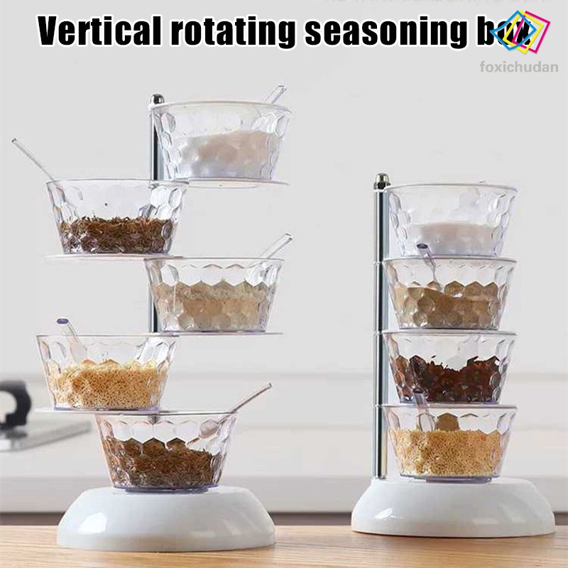 Vertical Seasoning Box Rotary Seasoning Box Vertical Multi-layer Seasoning Pots Home Seasoning Pot Kitchen