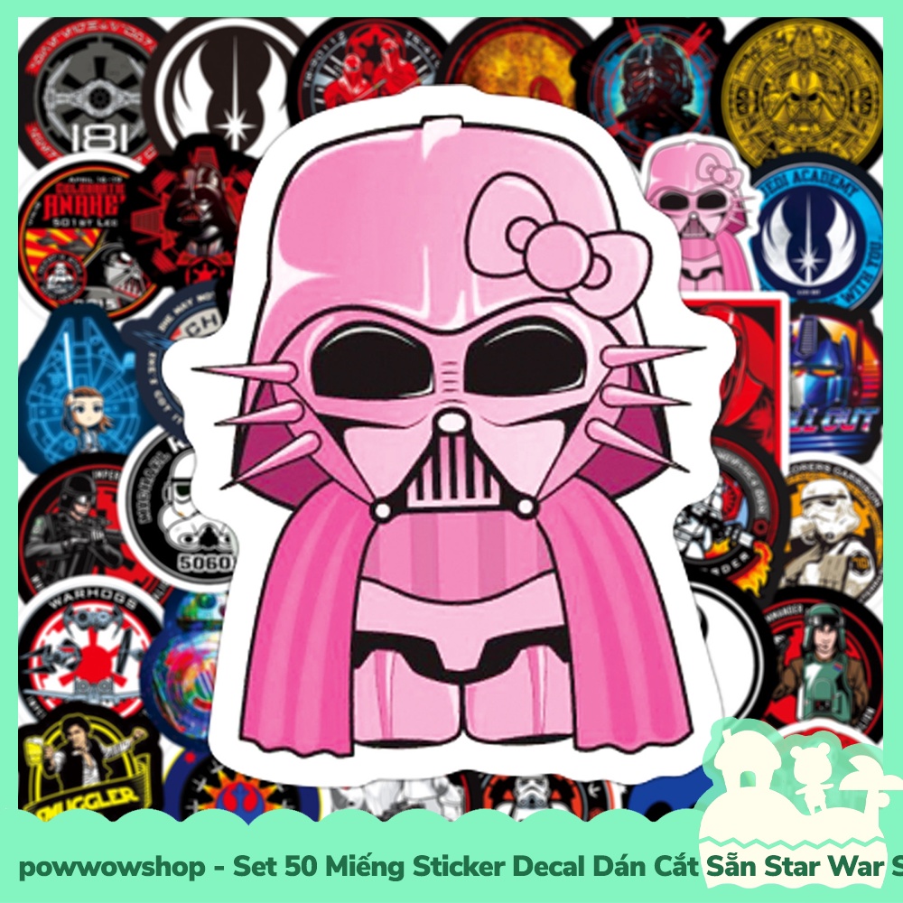 [Sẵn VN - Hỏa Tốc] Set 50 Miếng Sticker Decal Cắt Sẵn DIY Dán Trang Trí Vật Dụng Mẫu Star War Stick The Path Circle