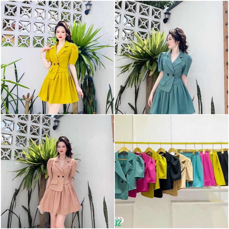 💋FREESHIP💋Sét áo vest kèm chân váy xếp ly có quần trong kèm ảnh thật đẹp Uy Tín Luôn