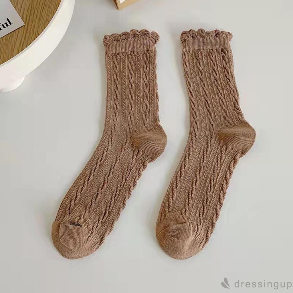 Vớ cotton phối ren thời trang thu đông cho nữ