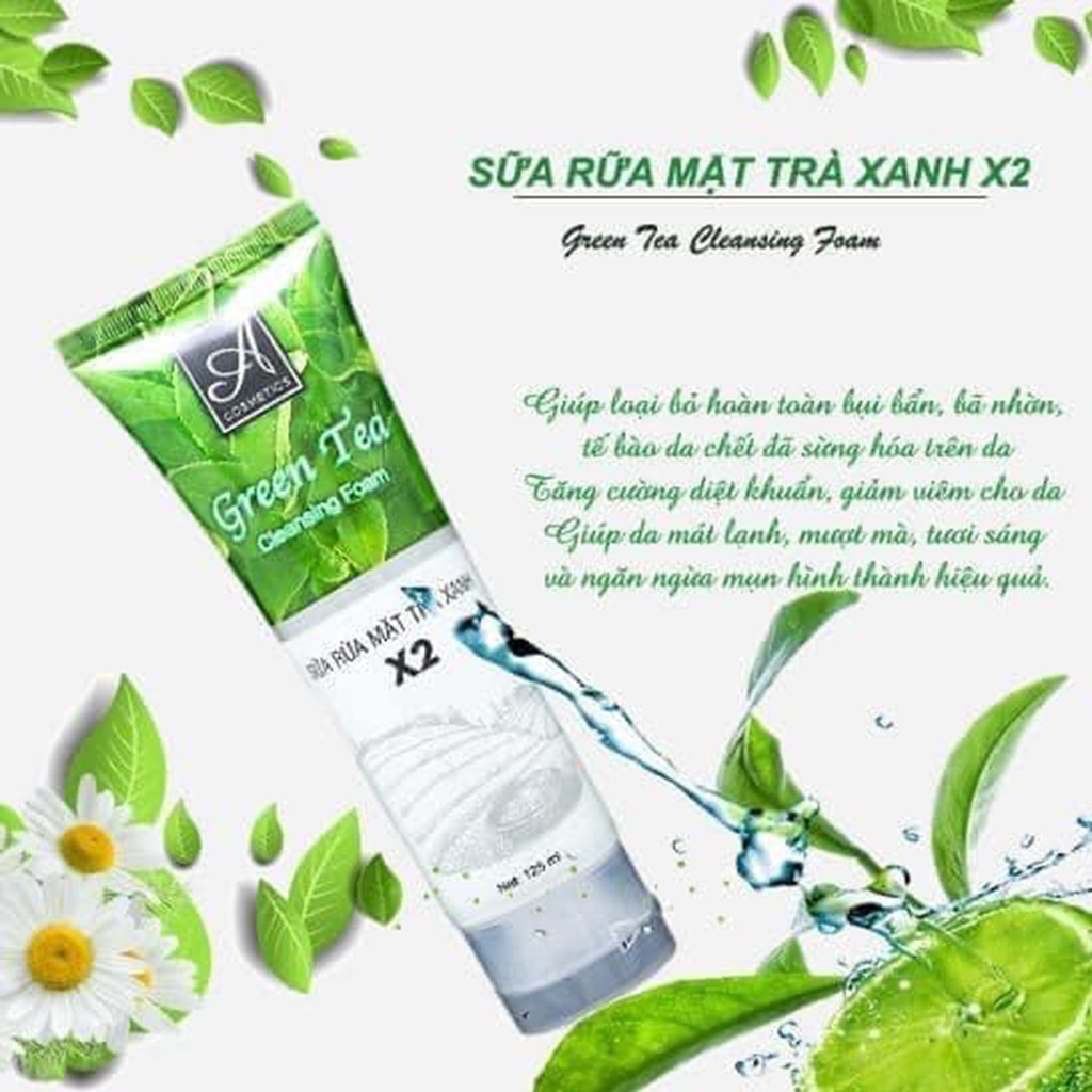 Sữa Rửa Mặt Trà Xanh ACOSMETICS, làm sạch da, diệt khuẩn, phục hồi chức nắng cho da | BigBuy360 - bigbuy360.vn