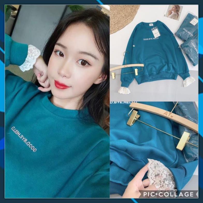 ÁO NỈ PHỐI TAY REN 394