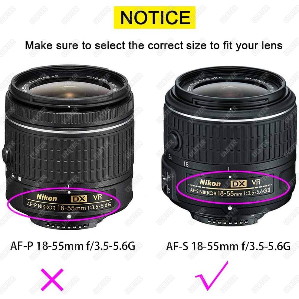 Nắp Đậy Ống Kính Ulbter 52mm Cho Af-s 18-55mm F / 3.5-5.6g & Af-s 55-200mm F / 4-5.6g For Nikon D5100 D3200 D3100 D3100