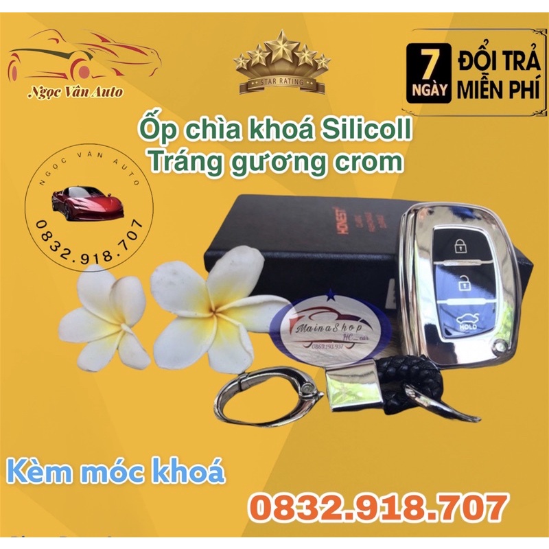 ốp chìa khoá i10, Elantra, Tucson Tráng gương crom chìa cơ
