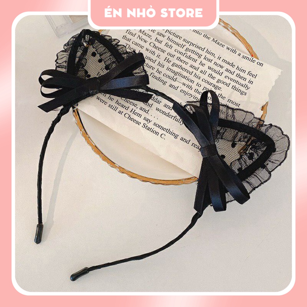 Cài tóc tai mèo phối vải ren phong cách sexy-phụ kiện cosplay CT22-002