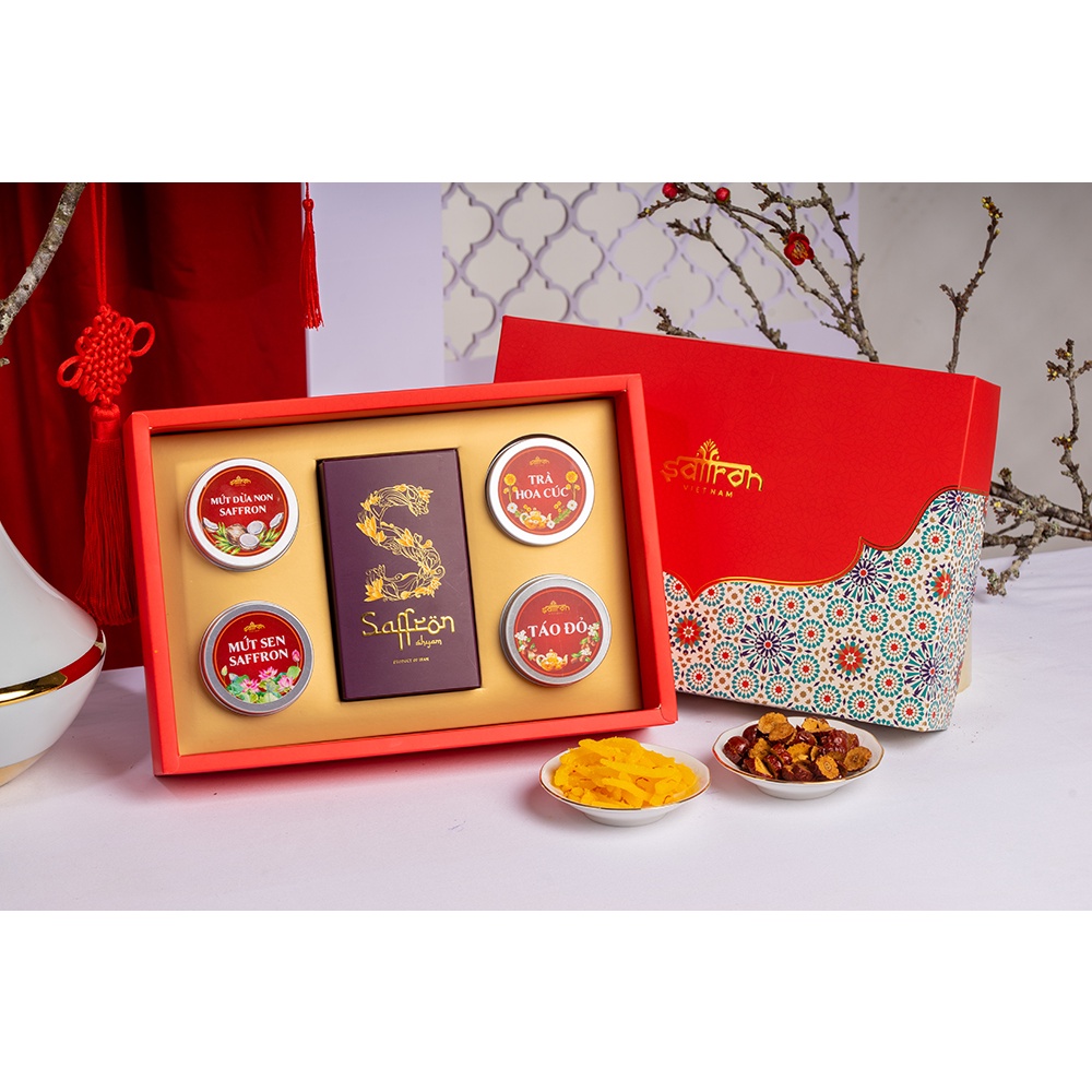 Vỏ set quà tết thương hiệu Saffron Việt Nam kèm túi đựng mã ST001