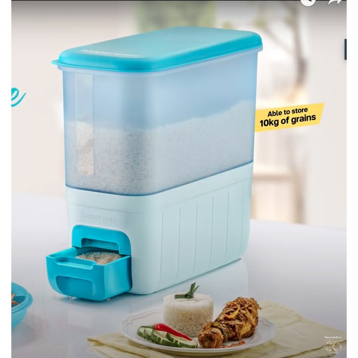 Thùng gạo Tupperware Ricesmart Aqua 5Kg/10kg