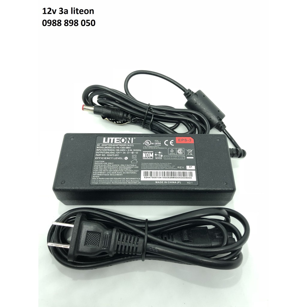 Adapter nguồn Liteon 12V 3A chính hãng