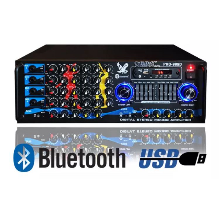 Amply 16 sò Nhật lớn Cali DY PRO-999D Ampli USB Bluetooth karaoke gia đình tích hợp equalizer