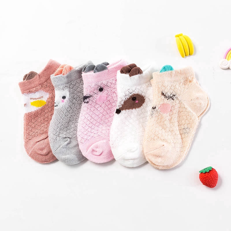 Set 5 đôi vớ MAMIMAMIHOME cotton thoáng khí hình gấu dễ thương cho trẻ em