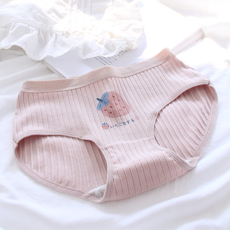 Quần Lót Nữ Cotton Set Cotton gân tăm Dâu hồng cạp chun mẫu A292
