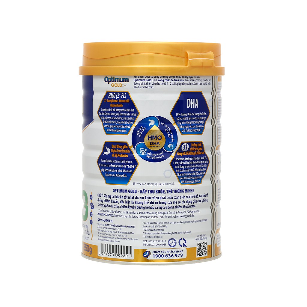 SỮA BỘT OPTIMUM GOLD 3 850G