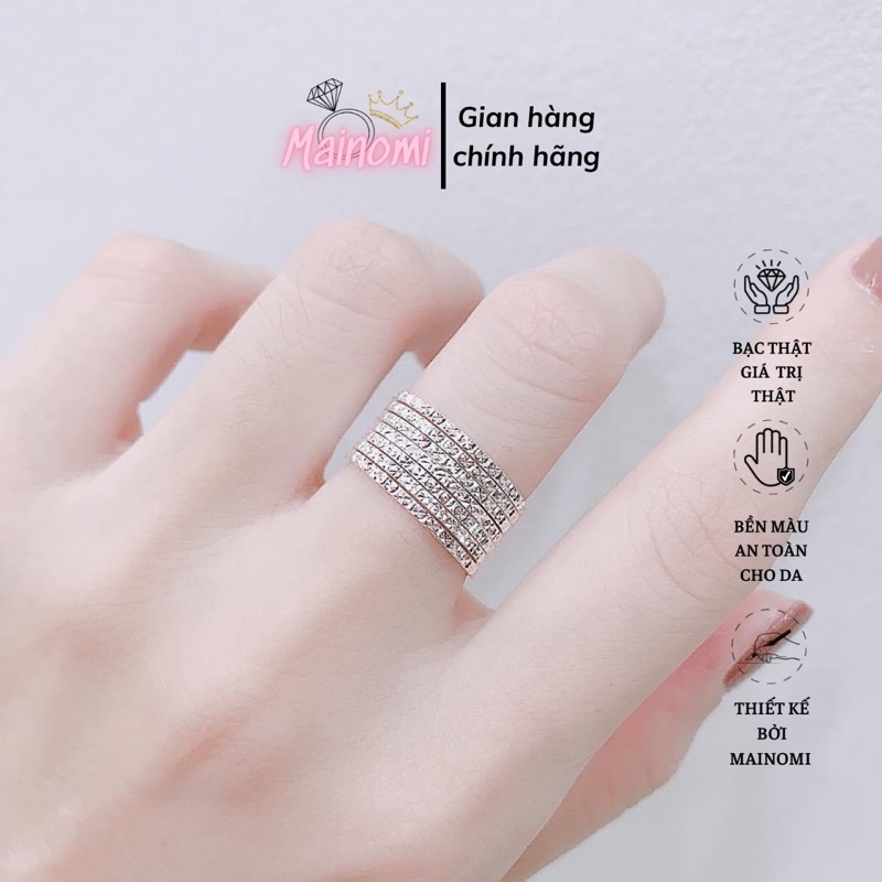 Nhẫn tuần 7 nhẫn hoa văn nhẹ nhàng, sang chảnh MAINOMI shop bạc xinh