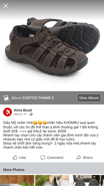 HÀng xách tay USA - Giày Sandal nam Khombu size 9