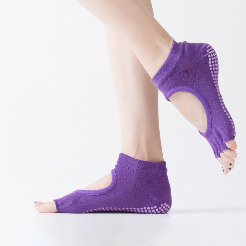 Tất tập pilates khiêu vũ thể thao yoga cotton hở năm ngón chống trượt chuyên dụng cho nữ