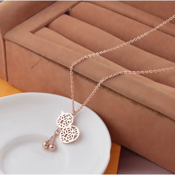 DÂY CHUYỀN TITAN CAO CẤP HỒ LÔ MÀU HỒNG TN022 siêu đẹp, bền màu, chuẩn thời trang