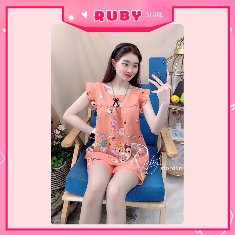 Đồ bộ nữ mặc nhà Hoạt Hình Free Size họa tiết dễ thương, chất kate mềm mịn mát ❤ Rubystorevn