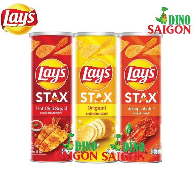 Combo 3 Hộp Bánh Snack Khoai Tây Lay's Stax Thái Lan 105g Mix 3 vị gồm Mực Sốt Cay, Tôm Hùm Nướng Và Tự nhiên