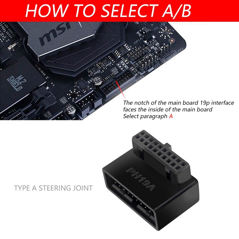 Ổ cắm chuyển đổi PH19B USB 3.0 19/20P 90 độ chuyên dụng cho máy tính