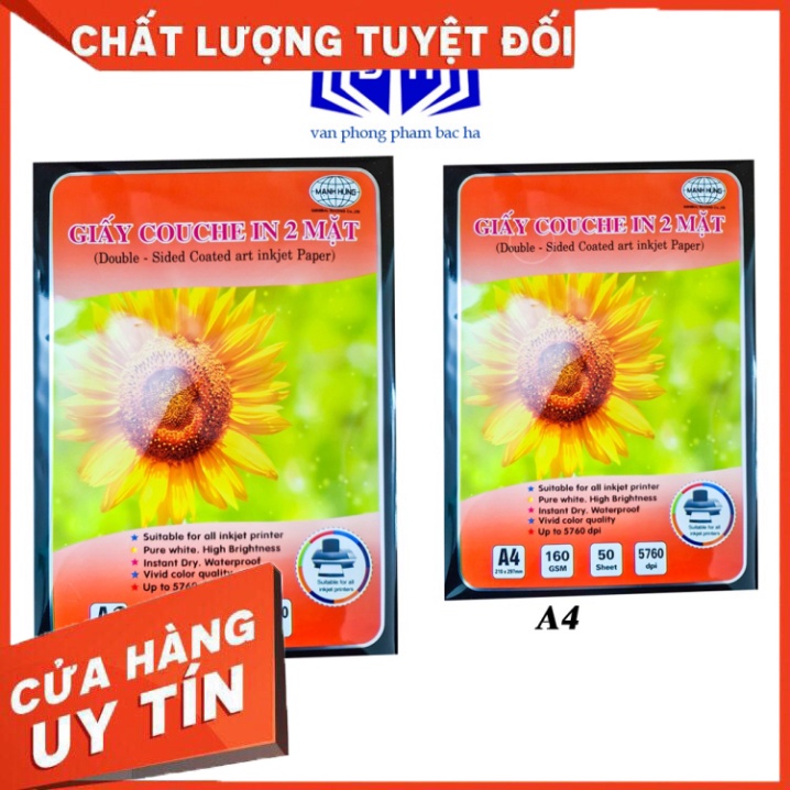 Giấy In Ảnh Couche Bóng 2 Mặt Định Lượng 160g Khổ A3-A4 Bóng Đẹp Sử Dụng Trong In Ảnh Kĩ Thuật Số Ảnh Gia Đình