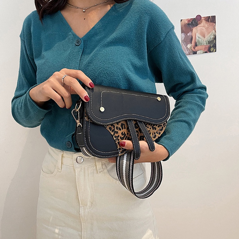 IELGY Túi Đeo Chéo Họa Tiết Da Báo Phong Cách retro Pháp Thời Trang Cho Nữ