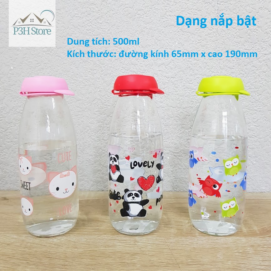 Chai thủy tinh Herevin 500ml Bình thủy tinh đựng nước đựng sữa , nước trái cây