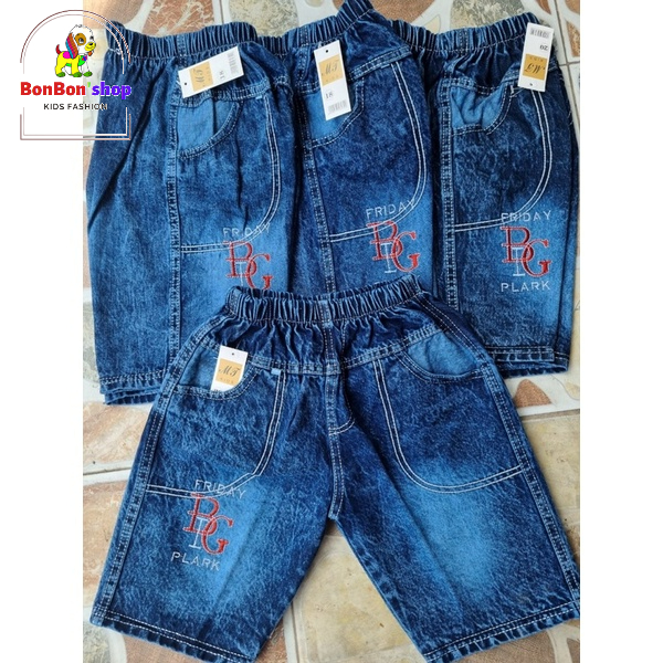 quần short jean lưng chun cho bé trai fom rộng