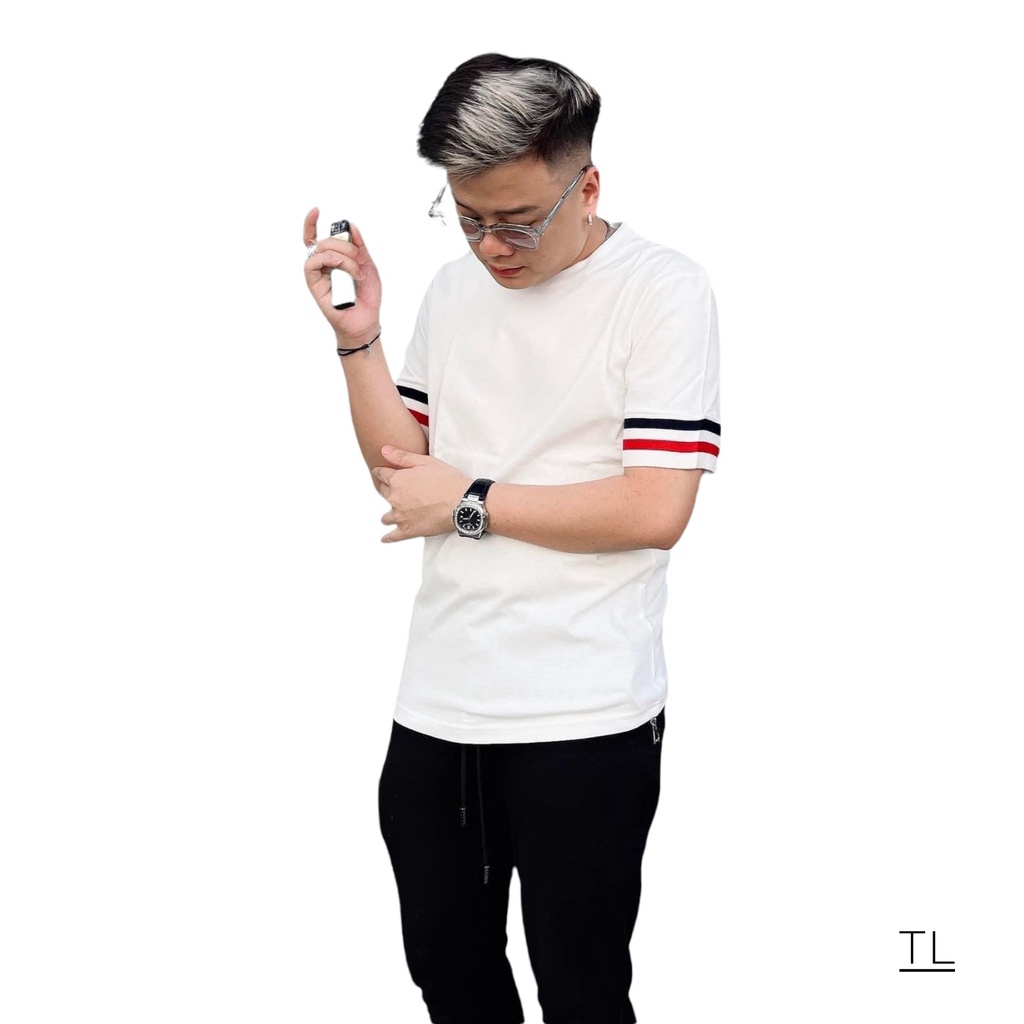 Áo phông nam THOM vạch ống, áo thun nam nữ có đủ size 45-73kg, t-shirt phông chất vải cotton thoáng mát chất co giãn nhẹ