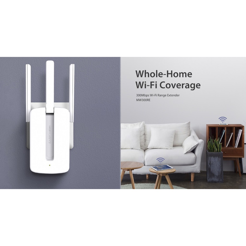 Bộ mở rộng sóng Wi-Fi Mercusys tốc độ 300Mbps MW300RE